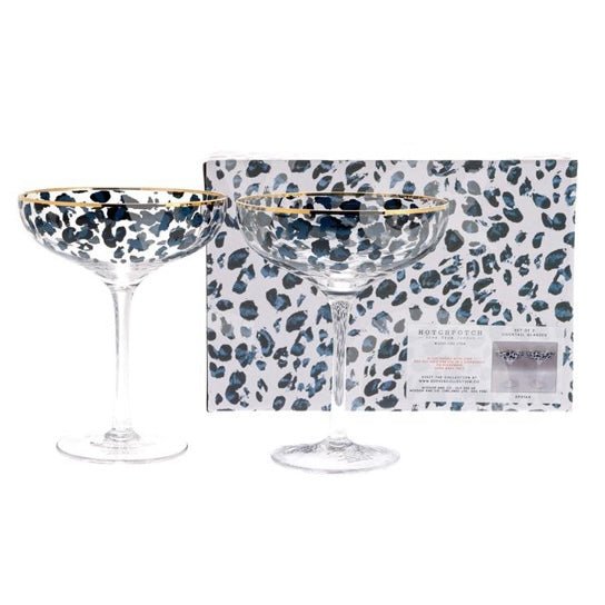 Frida Leopard Print Coupe Cocktail Glasses - Lulu Loves Home - Drinks & Bar