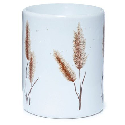 Pampas Grass Painted White Ceramic Oil Burner - Lulu Loves Home - Wax Melt Burners