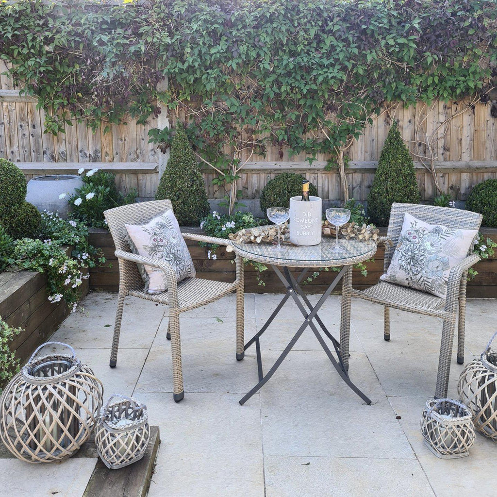 Rattan Bistro Garden Furniture Chair & Table Set - Natural - Lulu Loves Home - Garden Furniture