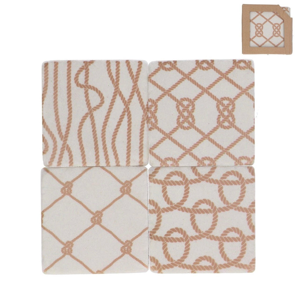 Rope Design Ceramic Coasters - Set Of 4 - Lulu Loves Home - Kitchen & Dining
