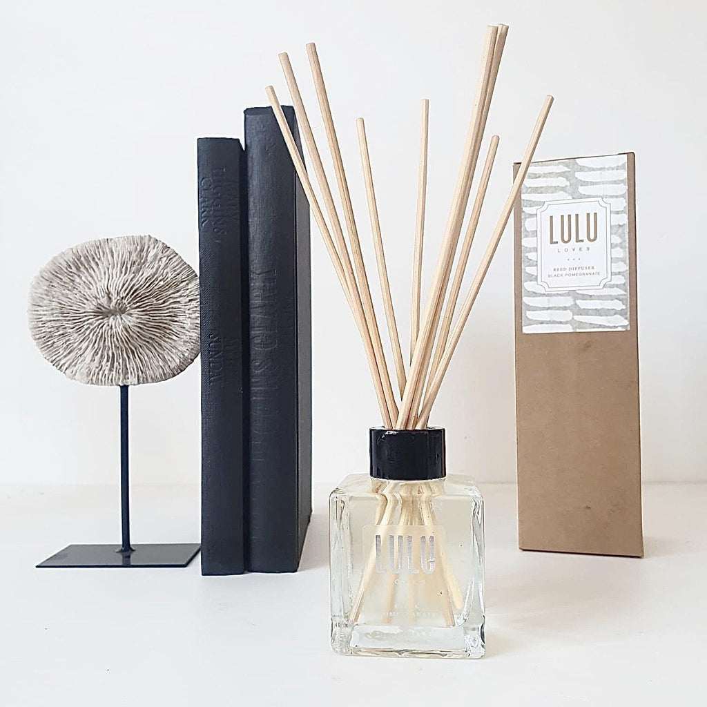Luxury Black Pomegranate Fragranced Natural Oil Reed Diffusers | Lulu Loves Home - Long Lasting