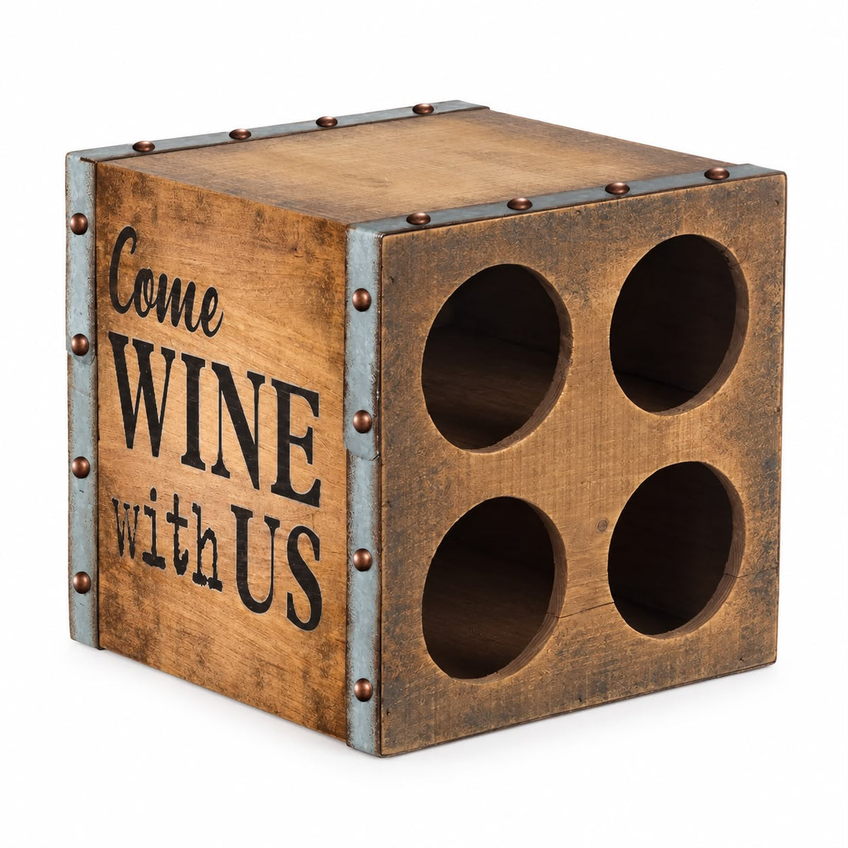 Heaven Sends Come Wine With Us wooden gift box featuring wine bottles and decorative packaging, perfect for special occasions.