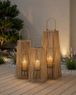 Natural Rattan Wicker Silo Garden Candle Lantern