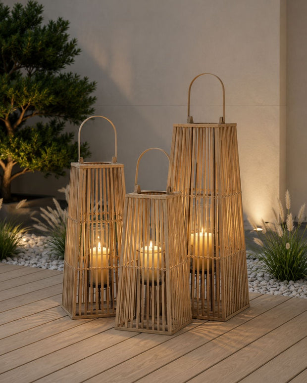 Natural Rattan Wicker Silo Garden Candle Lantern