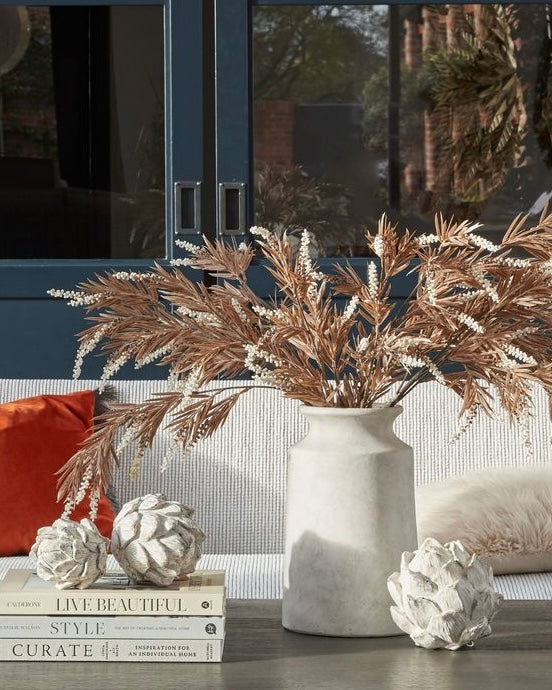 Stone concrete urn vase by Hill Interiors, Darcy design, featuring a classic, rounded shape with a textured finish.