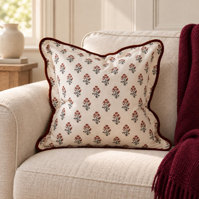 Chloe Burgundy Print Cushion Cover