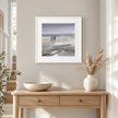 Artko Beach Walk II small framed coastal wall art styled above an oak console