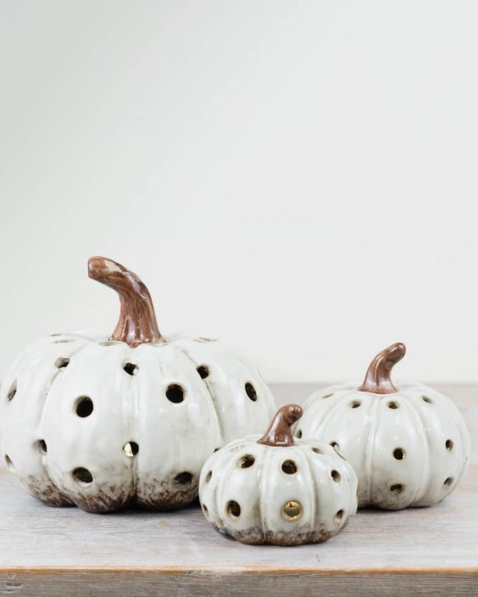 LED Light Up Neutral Pumpkin Ornament