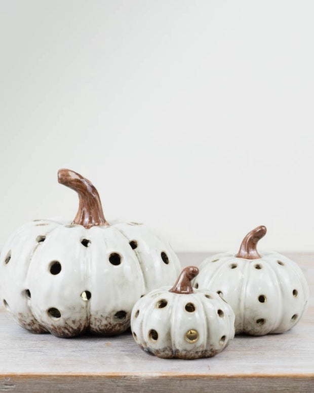 LED Light Up Neutral Pumpkin Ornament