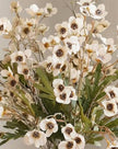 Cream artificial daisy flower stem from Starlight Express, realistic faux plant with white petals and green stem.