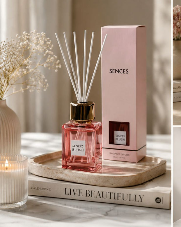 Blush Pink Sences Small Reed Diffuser – Luxury Home Fragrance