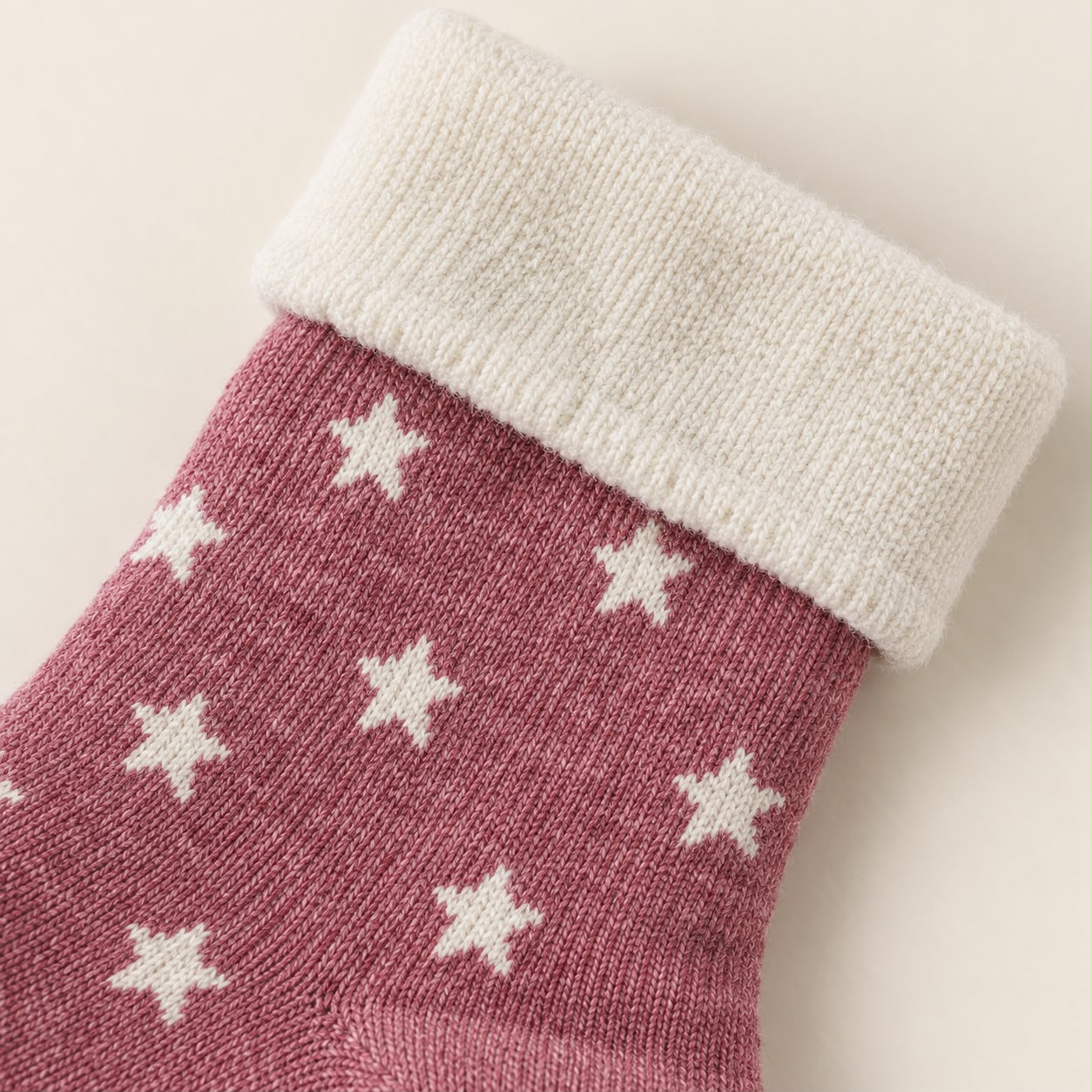 Super Cosy Fluffy Cuff Socks - Pink Star
