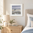 Artko Beach Walk II small framed coastal wall art styled in a bedroom