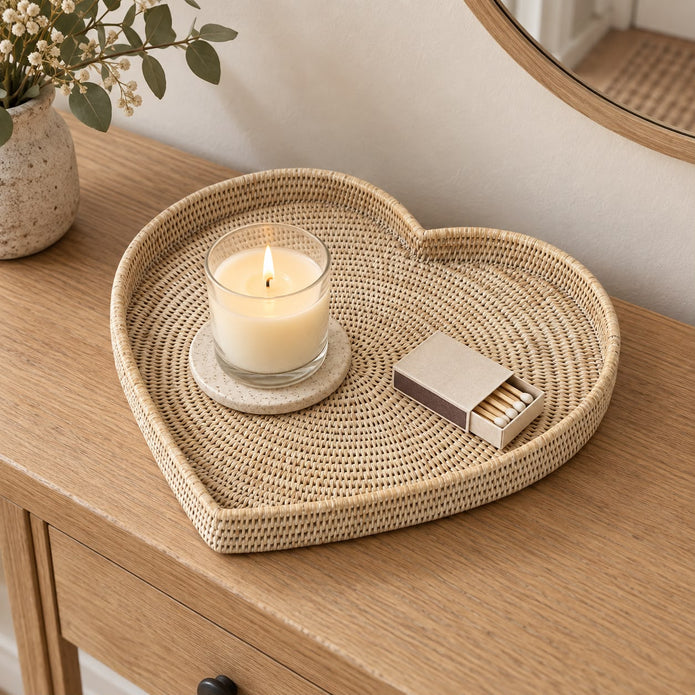 Wickham Rattan Heart Tray