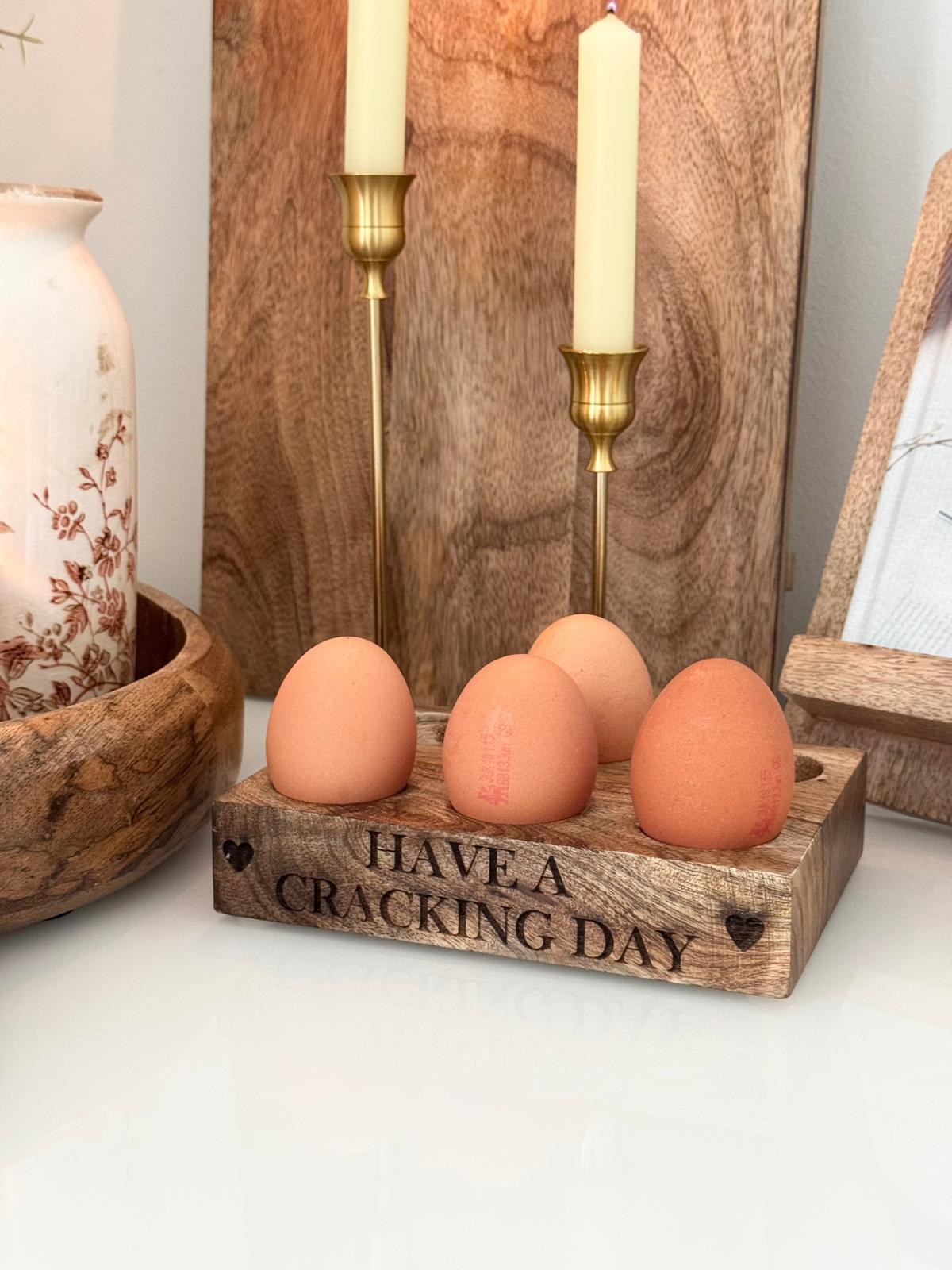 Wooden Egg Holder 'Cracking Day'