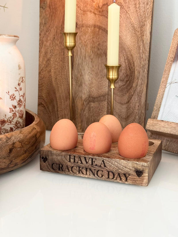 Wooden Egg Holder 'Cracking Day'