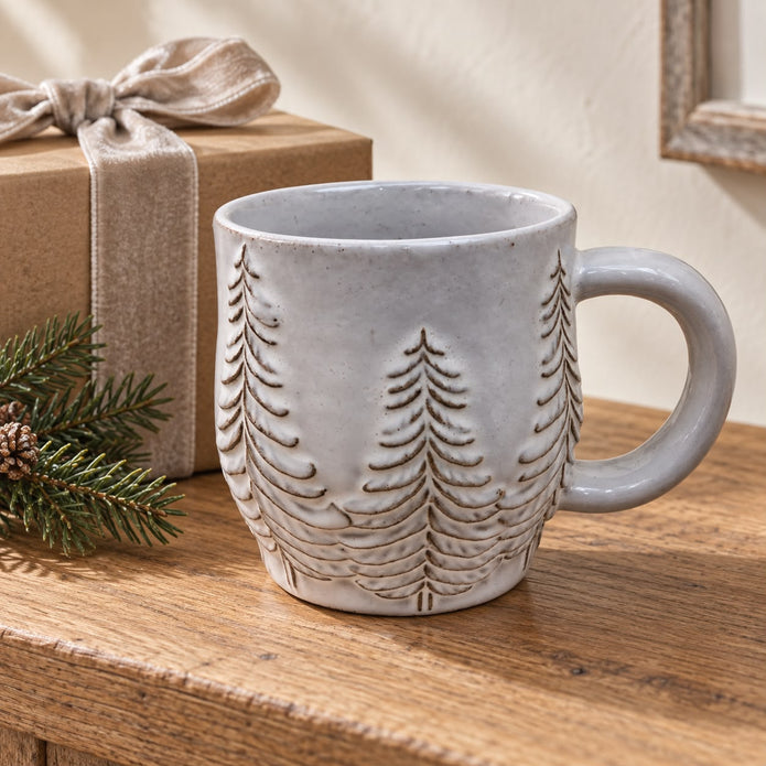 Embossed Frosted Pine Trees Mug