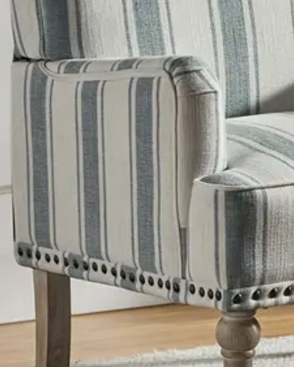 Light Blue Striped Arm Chair