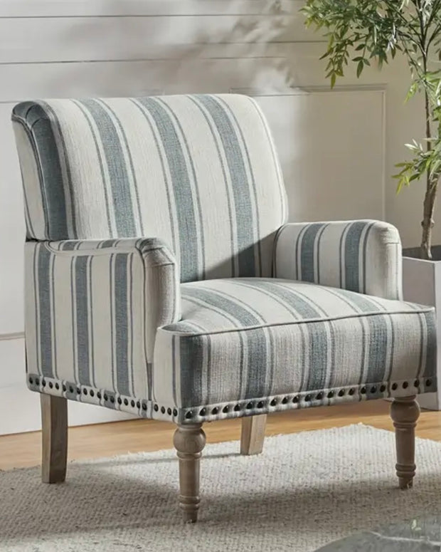 Light Blue Striped Arm Chair