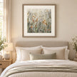 Artko Blossom large framed floral canvas styled in a neutral bedroom