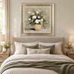 Artko Verdant Bouquet framed floral wall art styled in a neutral bedroom
