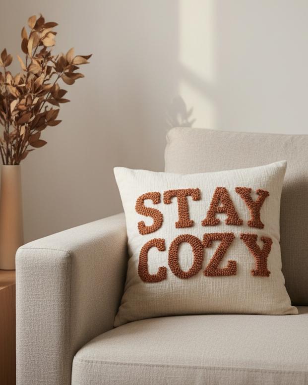 Stay Cozy Rusty Orange Cushion Cover