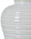 White ceramic ribbed urn-style lamp from Hill Interiors, stylish lighting fixture with a smooth, rounded design.