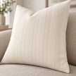 Ivory Cream Textured Stripe Velveteen Cushion Cover
