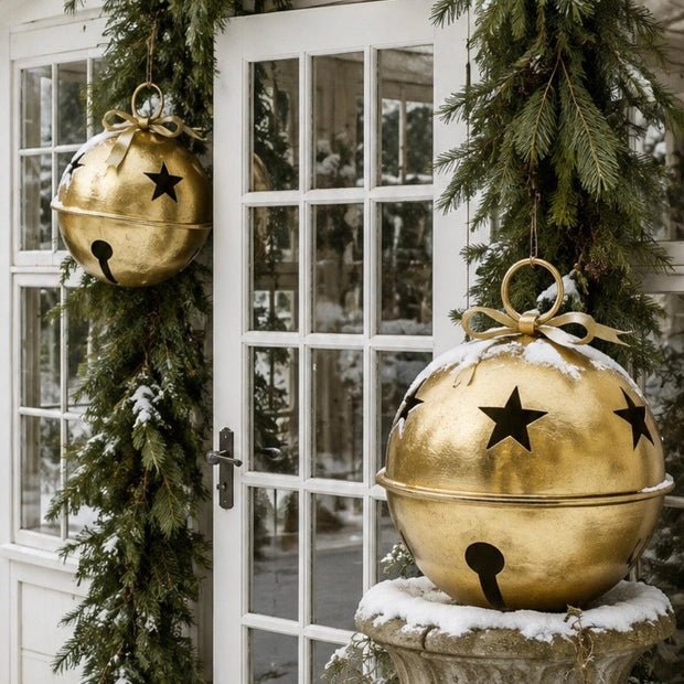 Gold Metal Hanging Bell With Cut Out Stars