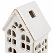 White ceramic LED light-up house decor by Sifcon, featuring a charming miniature house with glowing interior illumination.