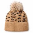 Tan Leopard Print Fluffy Bobble Hat