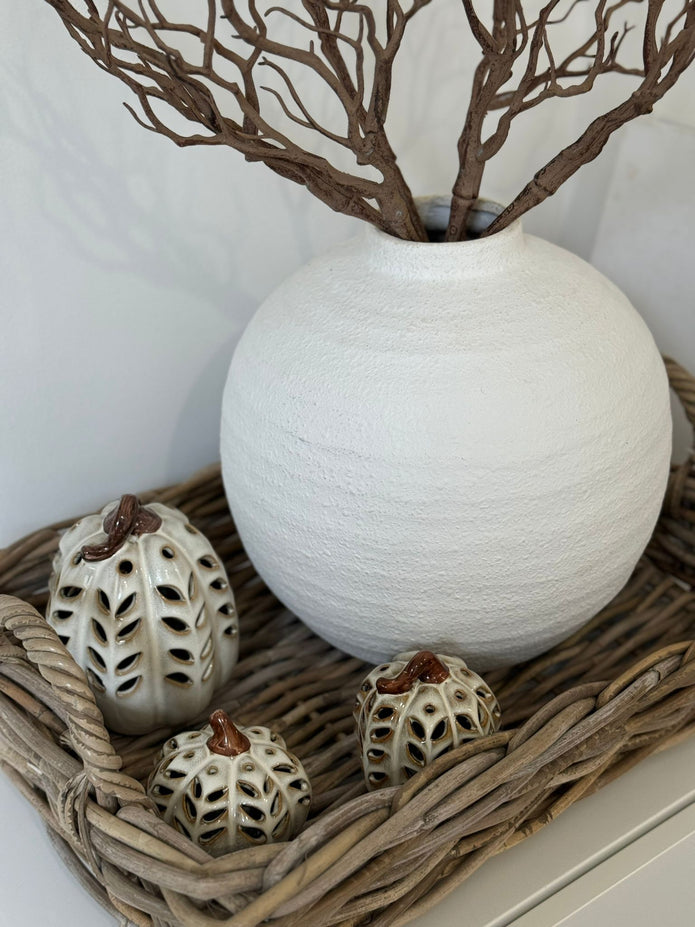 Hill Interiors Tiber Matt White Stone Vase, a sleek modern vase with smooth matte white finish and rounded shape.