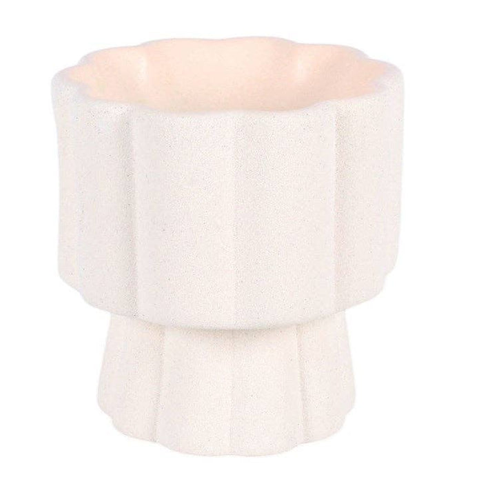 White scalloped pedestal wax melt and oil burner by Something Different Wholesale
