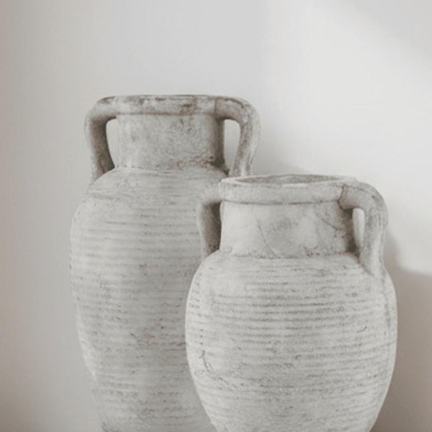 Athena Neutral Stone Amphora Vase by Hill Interiors, elegant ceramic vase with classic amphora shape and neutral stone finish.