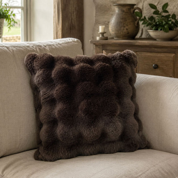 Chocolate Brown Luxury Faux Fur Cushion