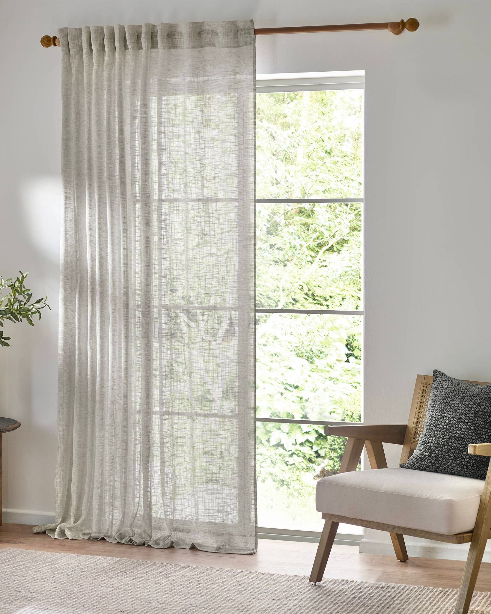 Yard Greige Woven Sheer Voile Curtain Panel - Tab Top