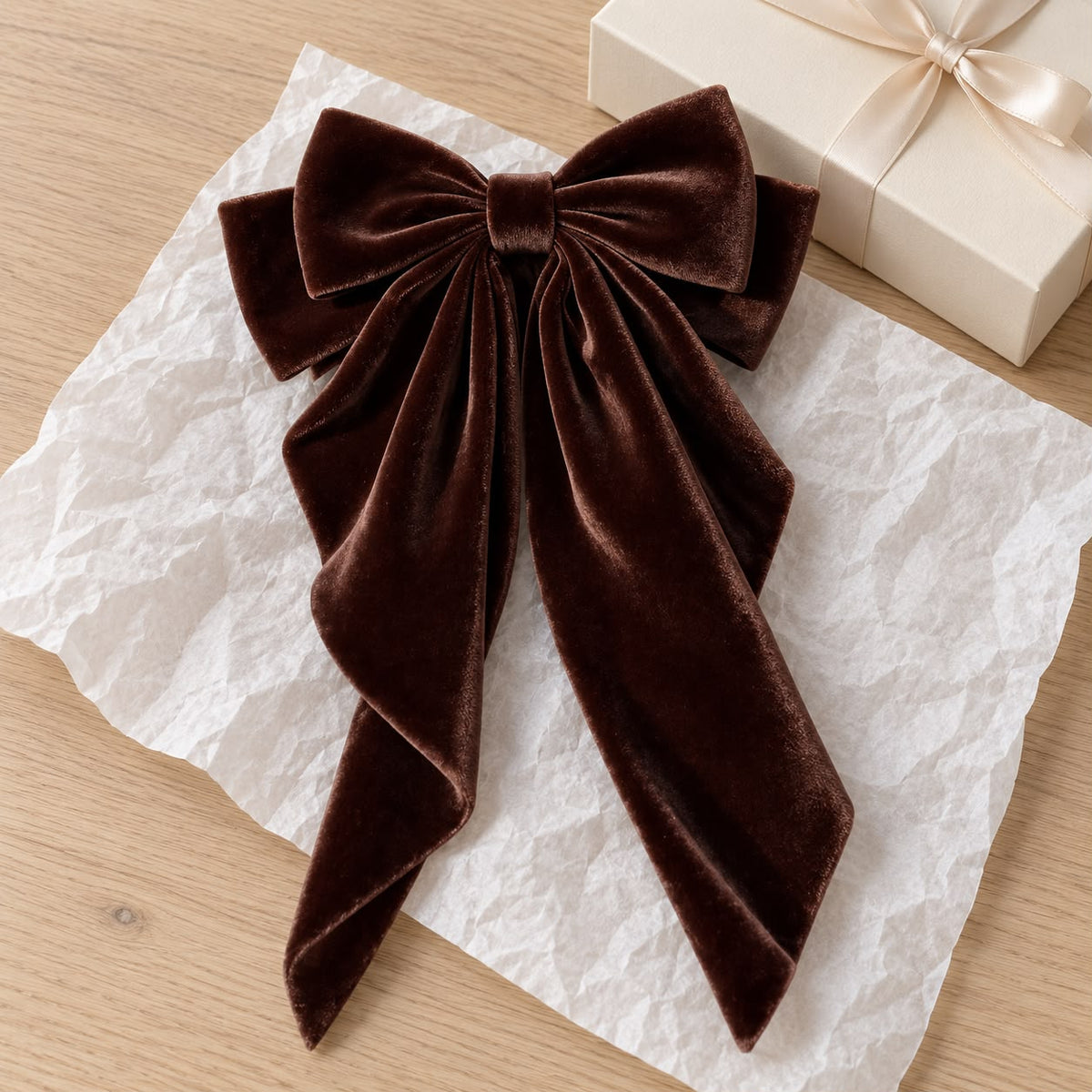 Chocolate Brown Velvet Bow