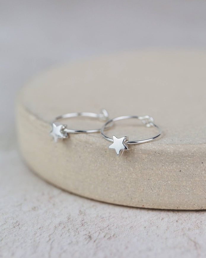 Sterling Silver Charm Hoop Earrings