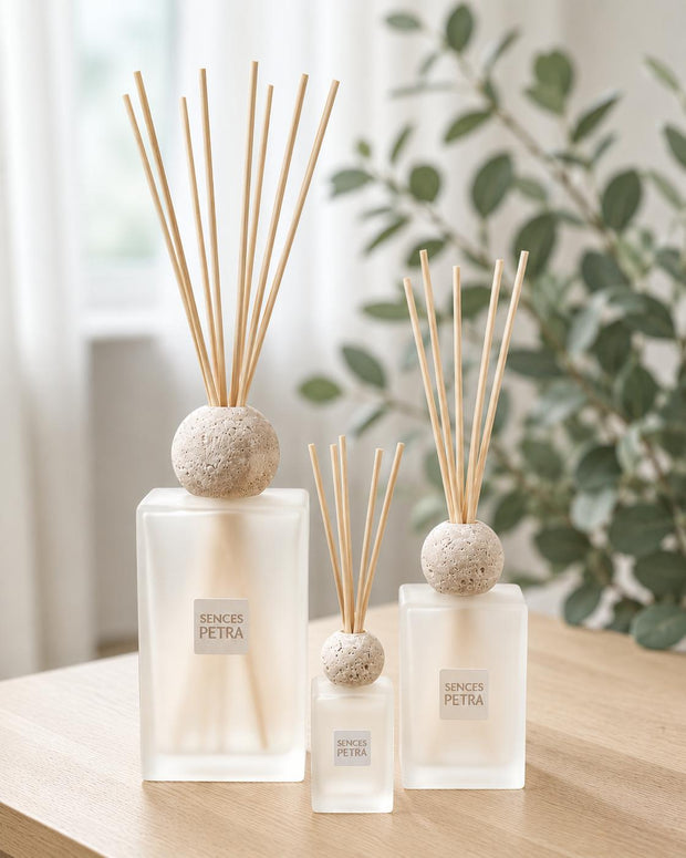 Petra Extra Large Reed Diffuser with Travertine Top – Pink Pepper Home Fragrance