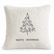 Cream Embroidered Fluffy Christmas Tree Cushion Cover