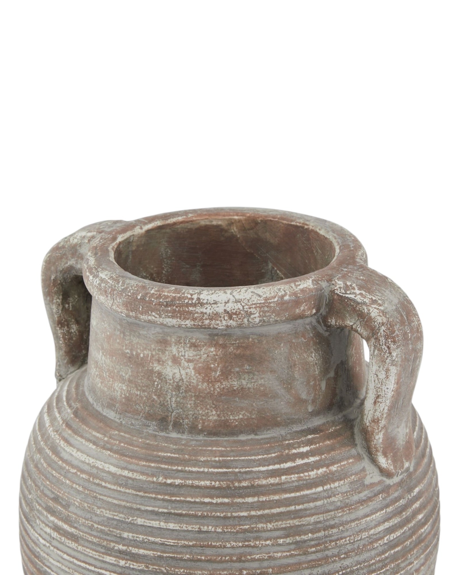 Siena Matt Brown Stone Amphora Vase by Hill Interiors, ceramic vase with classic amphora shape and textured brown finish.