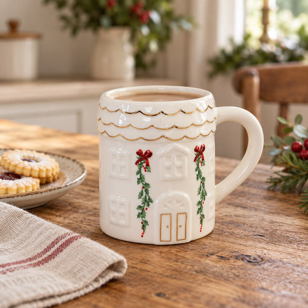 Cosy Christmas House with Garland Mug