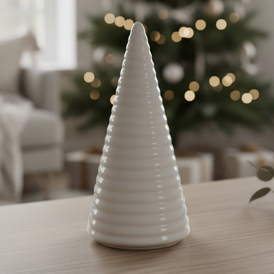 Glazed Ceramic Tree Ornament With Textured Detail