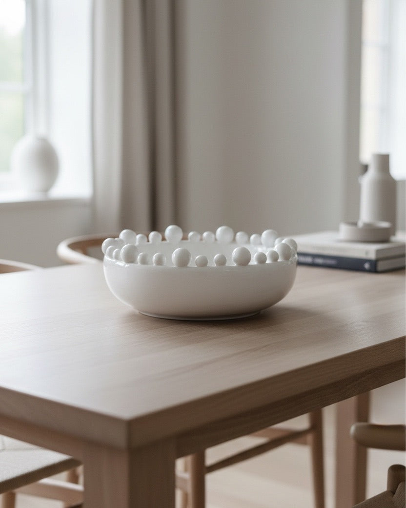 Extra Large White Bobble Edged Bowl