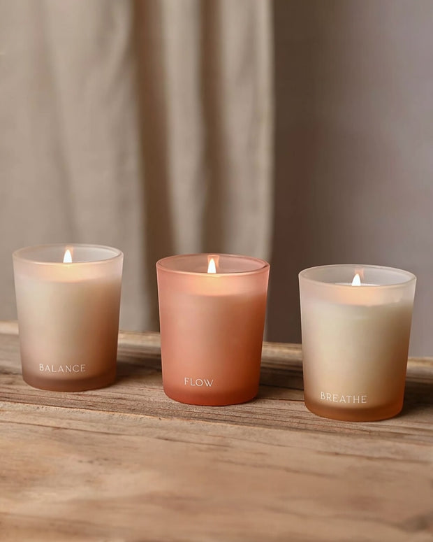 Serenity Tranquil Set of 3 Votive Candles - Flow Balance & Breathe