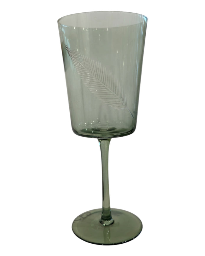 Green Palm Wine Glass