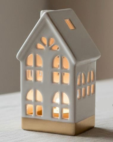 White Ceramic LED Light Up House