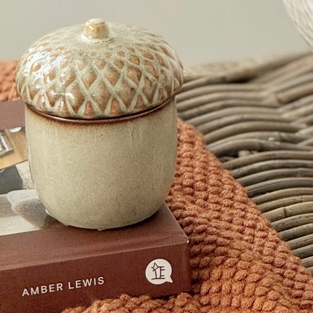 Neutral Ceramic Acorn Pot