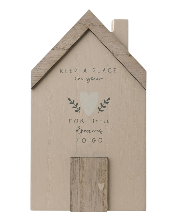 Wooden House Ornament - Beige Moments Keep A Place In Your Heart