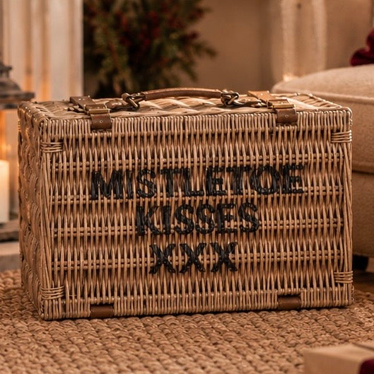 Mistletoe Kisses Medium Rattan Storage Basket